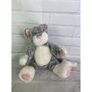 PBC International Plush Cat Kitten Kitty Posable Stuffed Animal Toy Gray White